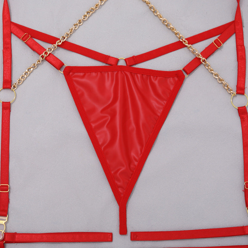 Shelliy Dark Romance Leather Harness Garter Thong Set
