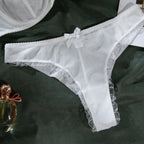 Shelliy Coquette Ruffled-Scallop Sheer Mesh 2-Piece Lingerie Set