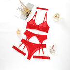 Red Minimalist Wired Mesh 4-Piece Set — Shelliy Official
