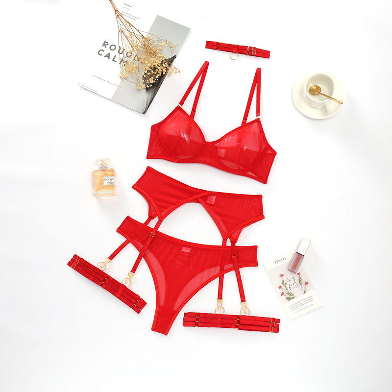 Red Minimalist Wired Mesh 4-Piece Set — Shelliy Official