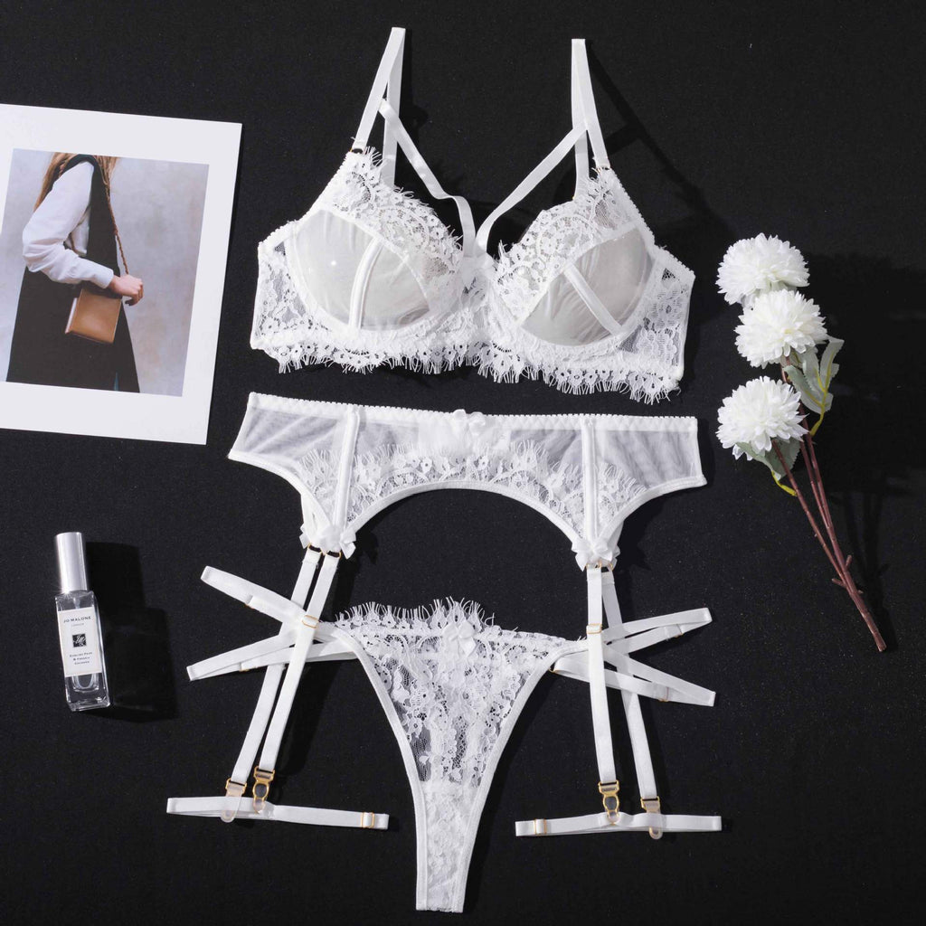 Shelliy French Sheer Lash-Lace 4-Piece Set