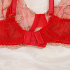 Shelliy French Embroidered Sheer Garter Thong Set