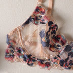 Shelliy Romantic Embroidered Floral 4-Piece Lingerie & Thong Set