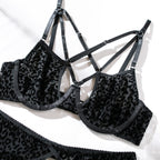 Shelliy Dark Romance Harness-Leopard Sheer 4-Piece Lingerie Set