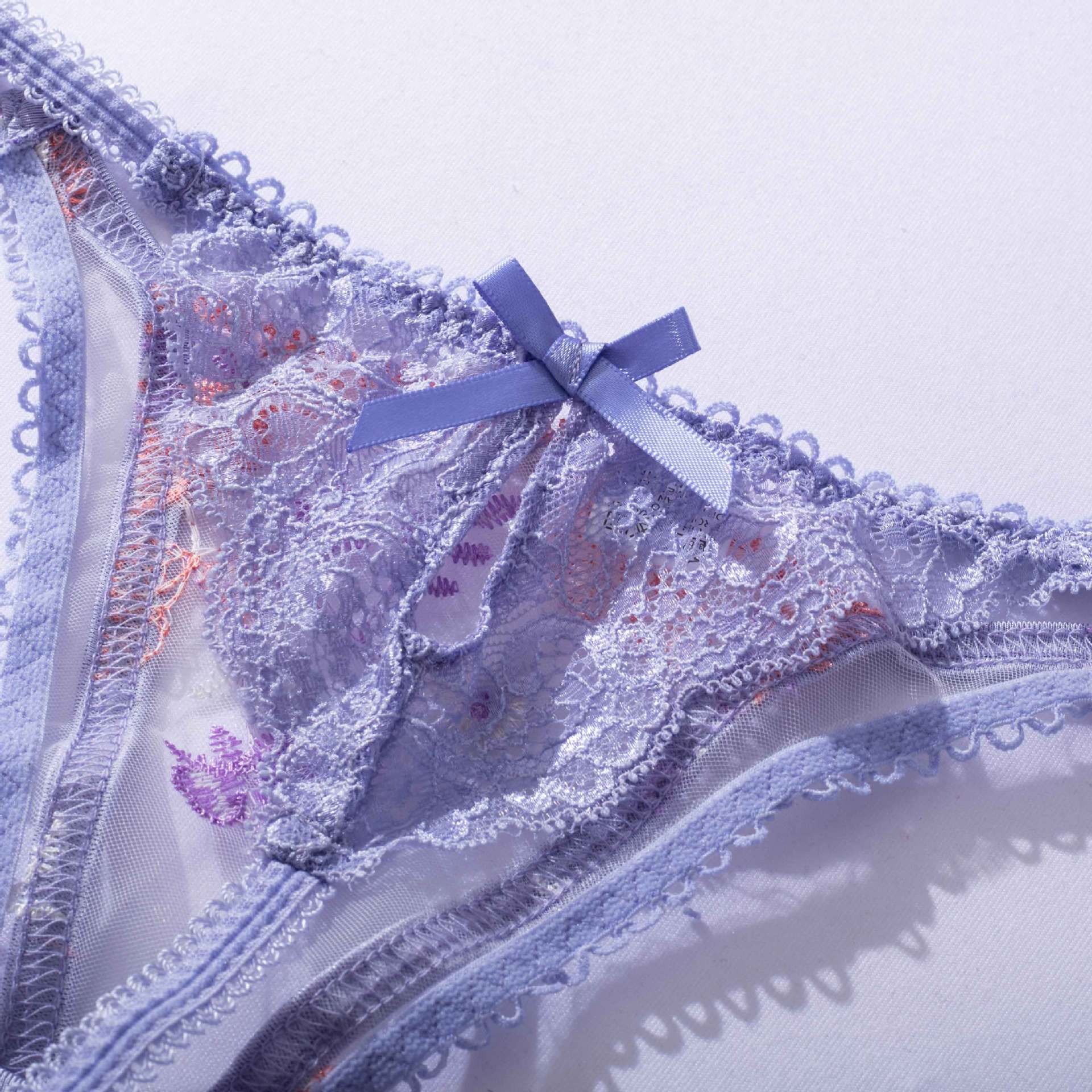 Shelliy Luxe Embroidered Mesh 3-Piece Garter Thong Set