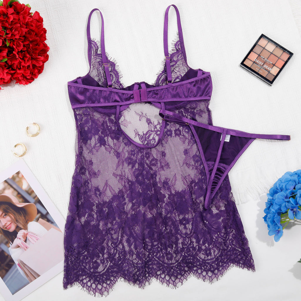 Shelliy Dark Romance Sheer Lash-Lace Underwired Bodysuit