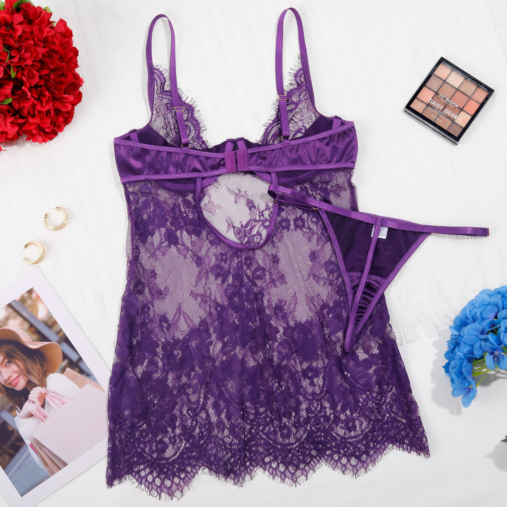 Shelliy Dark Romance Sheer Lash-Lace Underwired Bodysuit