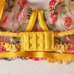 Shelliy Romantic Sheer Floral 3-Piece Garter Thong Set
