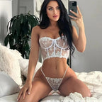 Shelliy Midnight Luxe Embroidered Sheer Bandeau Set