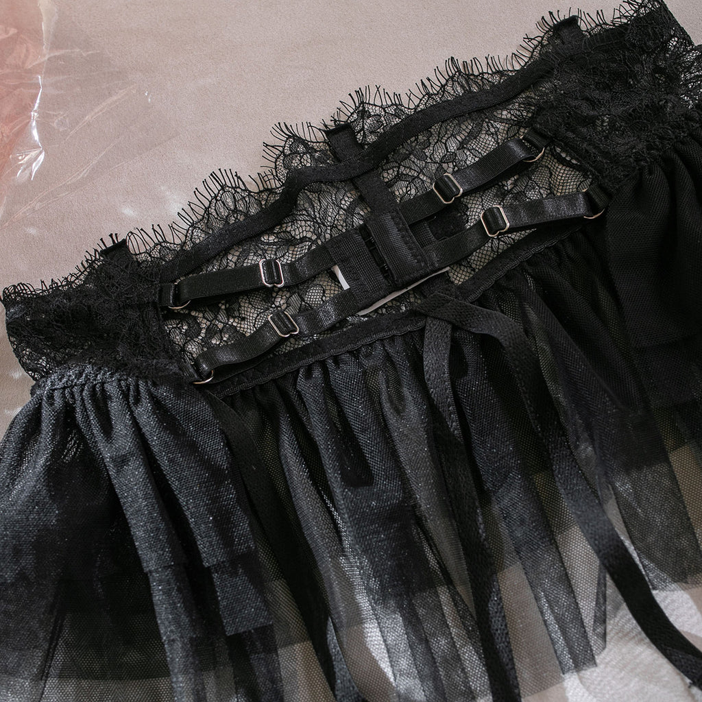Shelliy Dark Romance Tulle Tutu Sheer 4-Piece Set