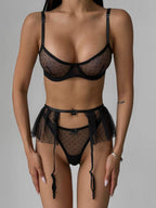 Shelliy Ethereal Ruffle Underwired Sheer Bridal Set