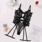 Shelliy Midnight Luxe Embroidered Garter Bodysuit