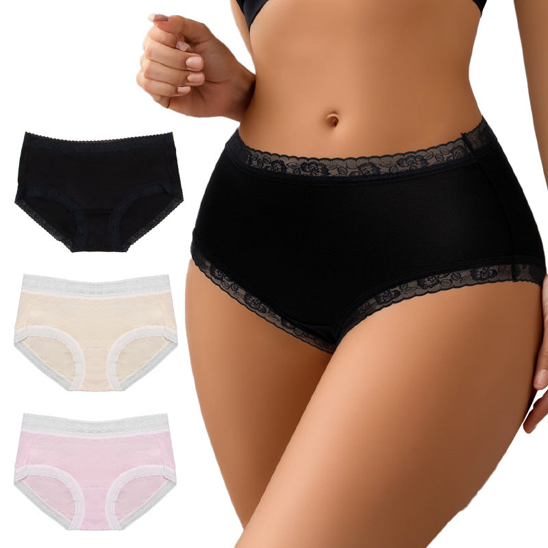 Shelliy Minimalist Cotton Lace-Trim Brief