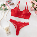 Shelliy Coquette Lace Boned Cami Corset Set Red