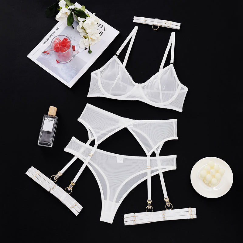 White Minimalist Wired Mesh 4-Piece Set — Shelliy Official