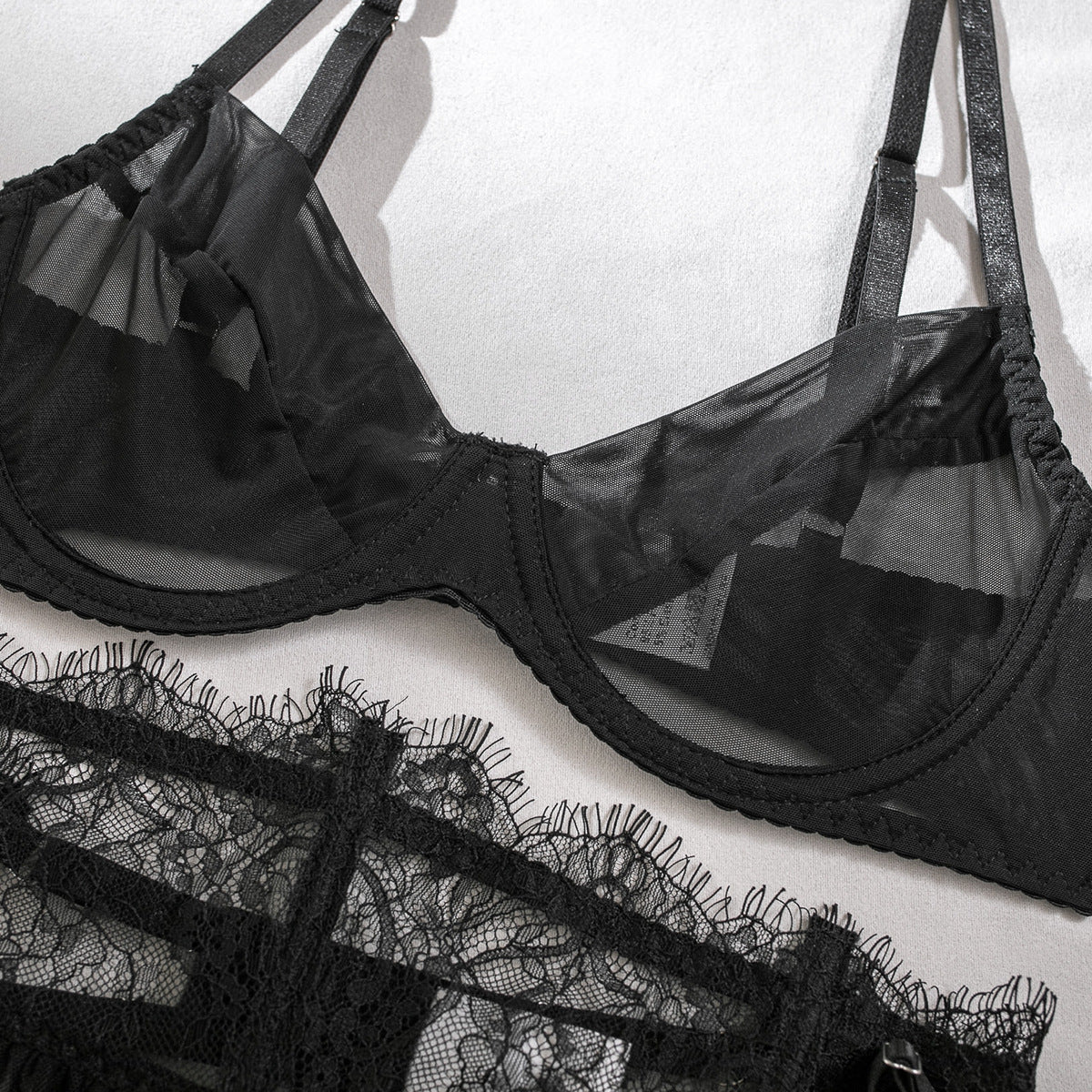 Shelliy Dark Romance Tulle Tutu Sheer 4-Piece Set
