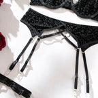 Shelliy Dark Romance Harness-Leopard Sheer 4-Piece Lingerie Set