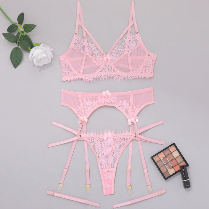 Pink French Sheer Lash-Lace 2-Piece Set — Shelliy Official