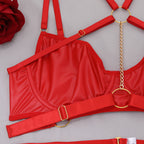 Shelliy Dark Romance Leather Harness Garter Thong Set