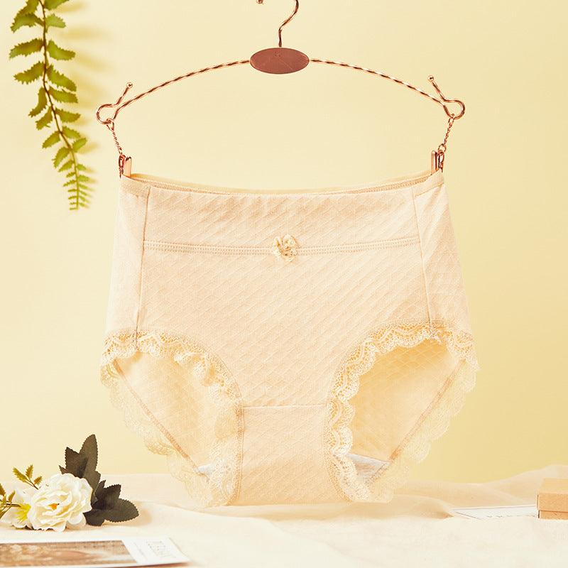 Shelliy Jacquard Cotton Brief Cream front on hanger — Cotton-Gusset