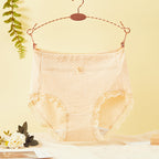 Shelliy Jacquard Cotton Brief Cream front on hanger — Cotton-Gusset