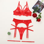 Red French Sheer Lash-Lace 2-Piece Set — Shelliy Official