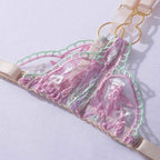 Shelliy Coquette Embroidered Sheer Balconette Garter Set