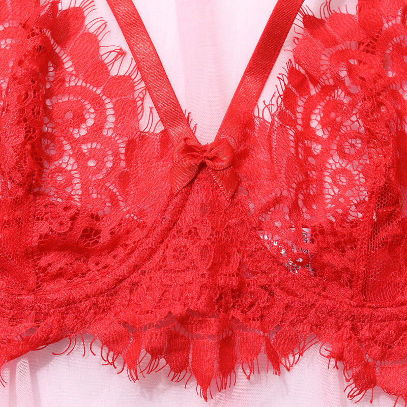 Shelliy Midnight Luxe Eyelash Lace Garter 4-Piece Set