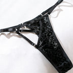 Shelliy Dark Romance Harness-Leopard Sheer 4-Piece Lingerie Set