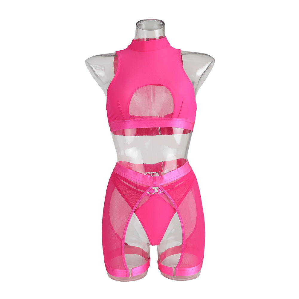 Rose Midnight Luxe Sheer Halter 3-Piece Set — Shelliy Official