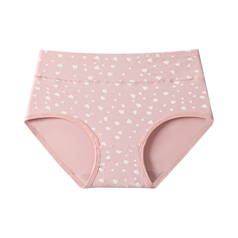 Small White Hearts Shelliy Coquette Printed High-Waist Cotton Brief Front flat lay — Printed