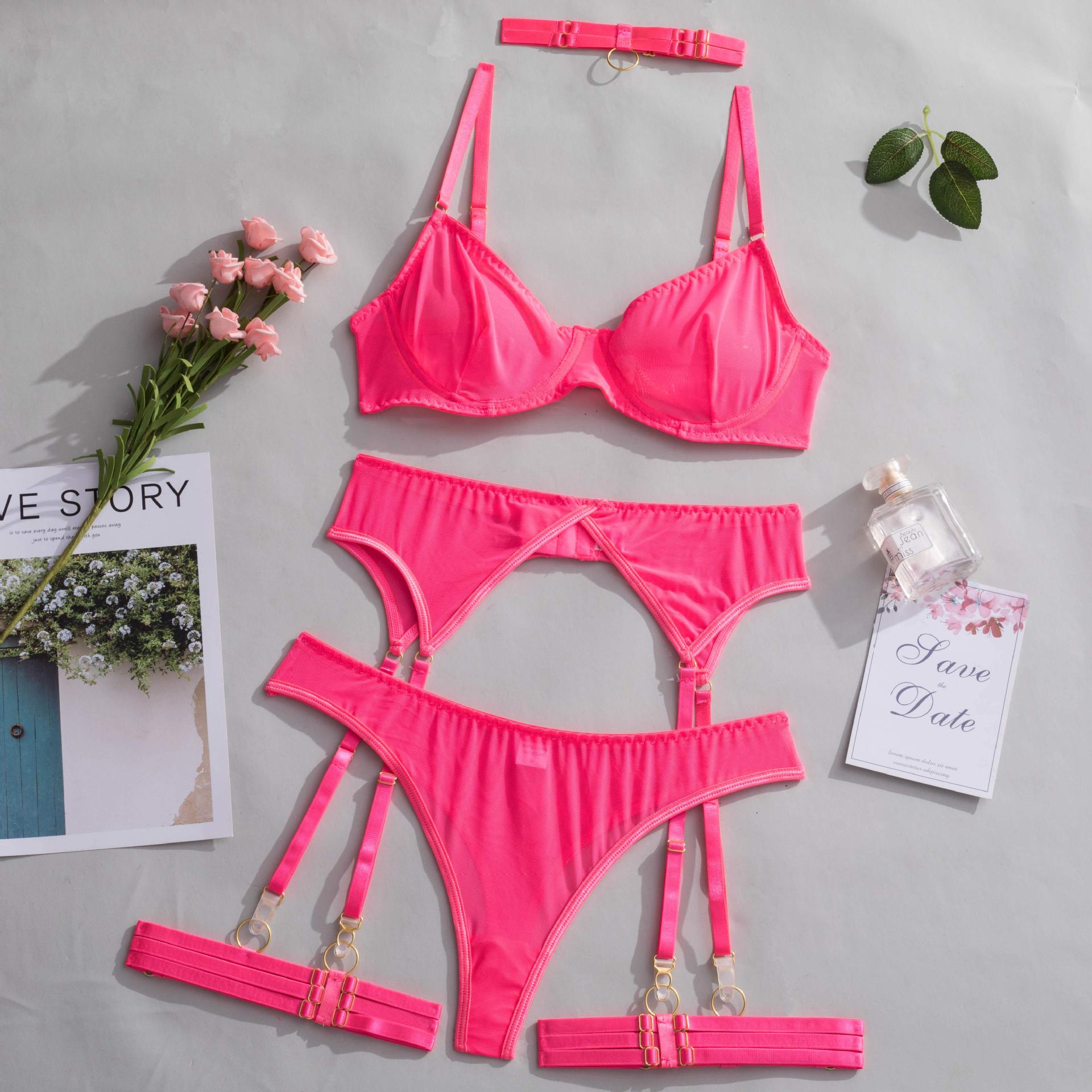Hot Pink Minimalist Wired Mesh 4-Piece Set — Shelliy Official