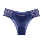 Shelliy Lace-Trim Ice-Silk Brief - Blue