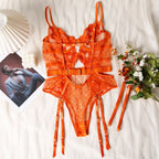 Shelliy Midnight Luxe Embroidered Garter Bodysuit