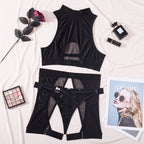 Black Midnight Luxe Sheer Halter 3-Piece Set — Shelliy Official