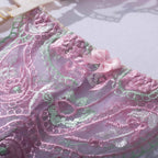 Shelliy Coquette Embroidered Sheer Balconette Garter Set