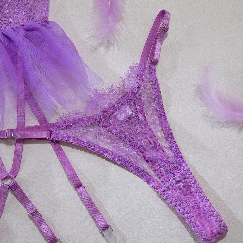Shelliy Dark Romance Tulle Tutu Sheer 4-Piece Set
