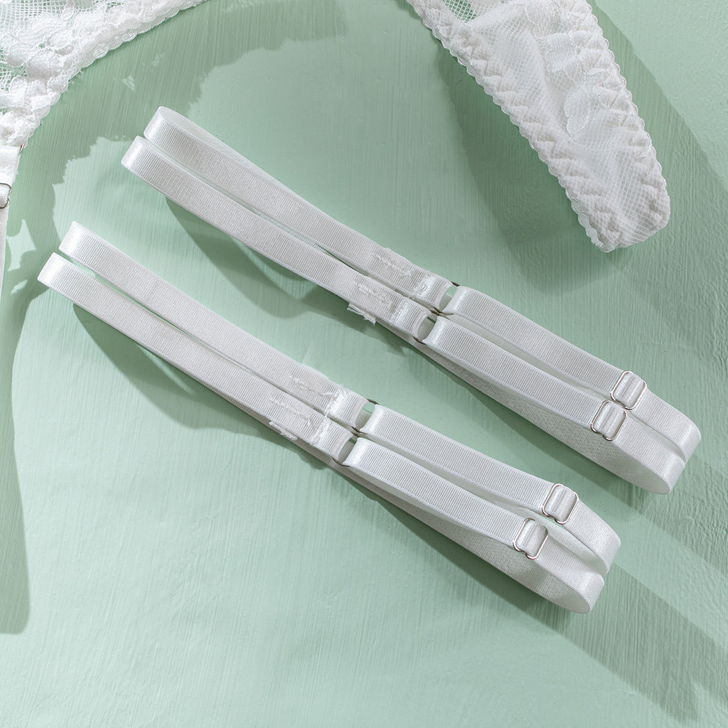 Shelliy Bridal White Lace Balconette 5-Piece Garter Set