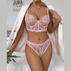 Shelliy Coquette Lace Boned Cami Corset Set
