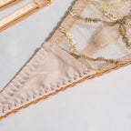 Shelliy French Embroidered Sheer Garter Thong Set