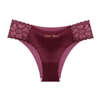 Shelliy Lace-Trim Ice-Silk Brief - Red