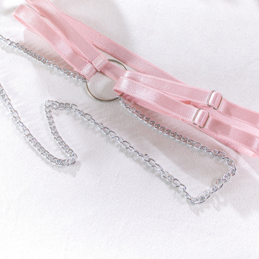 Shelliy Coquette Sheer Chain-Detail 4-Piece Lingerie Set