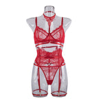 Red Midnight Luxe Lash-Lace Garter 5-Piece Set — Shelliy Official