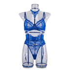 Blue Midnight Luxe Lash-Lace Garter 5-Piece Set — Shelliy Official