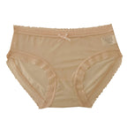 Beige Shelliy Brief Laid Flat On White Background — Flat-lay