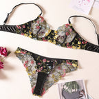 Shelliy Midnight Floral Underwired Balconette Set Black