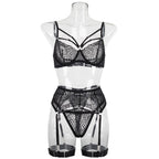 Shelliy Dark Romance Embroidered Sheer Harness Garter Set Detail Close-Up — Shelliy Official