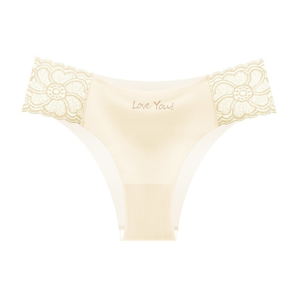 Shelliy Lace-Trim Ice-Silk Brief - Bare