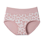 Dense Pink Hearts on White Shelliy Coquette Printed High-Waist Cotton Brief Front flat lay — Printed