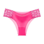 Shelliy Lace-Trim Ice-Silk Brief - Pink